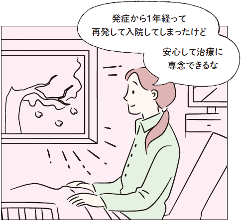 「発症から1年経って再発して入院してしまったけど安心して治療に専念できるな」